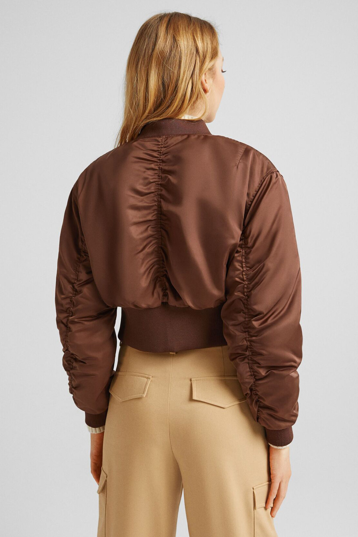 Cropped Satin Bomber Jacket - Afbeelding 2