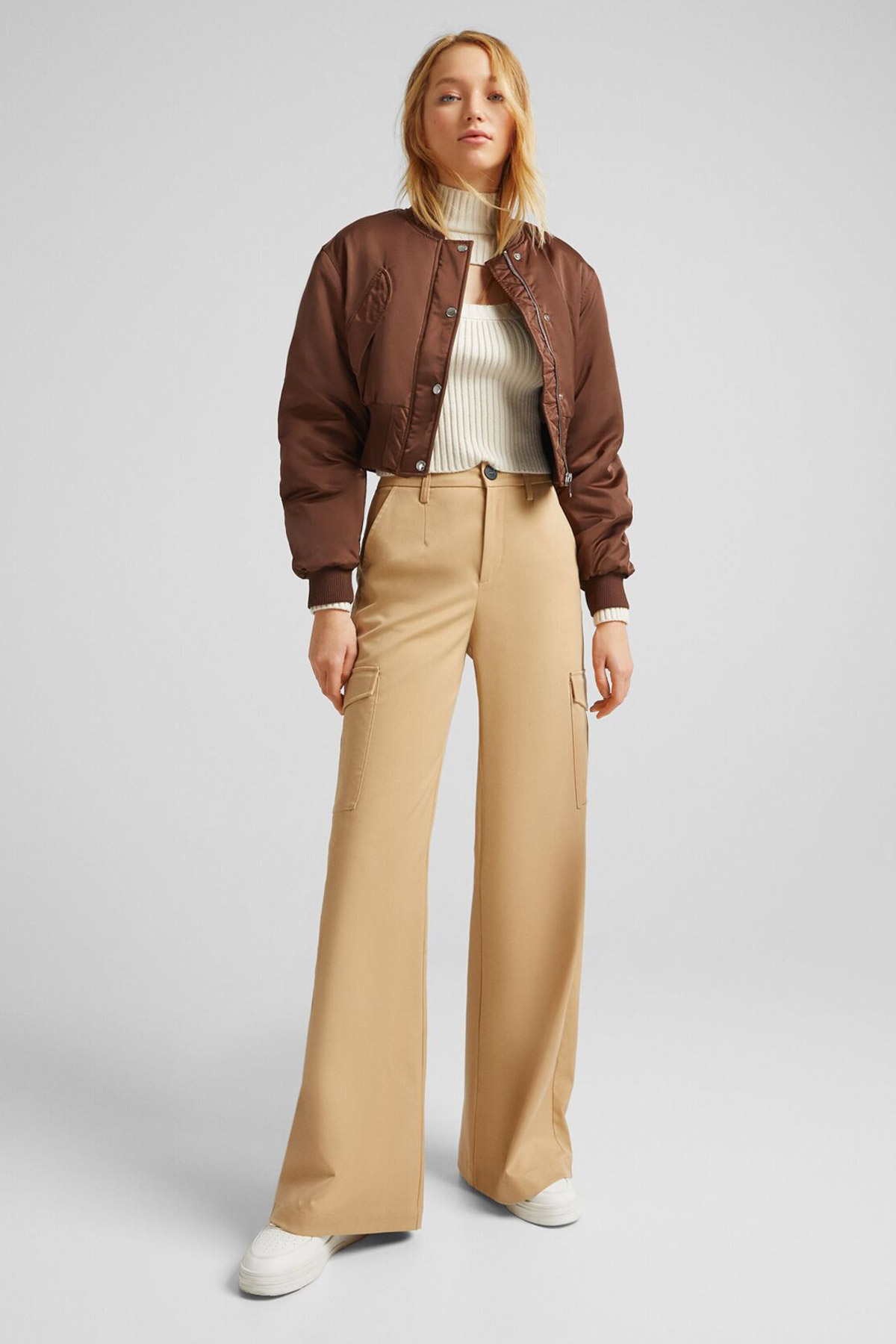 Cropped Satin Bomber Jacket - Afbeelding 4