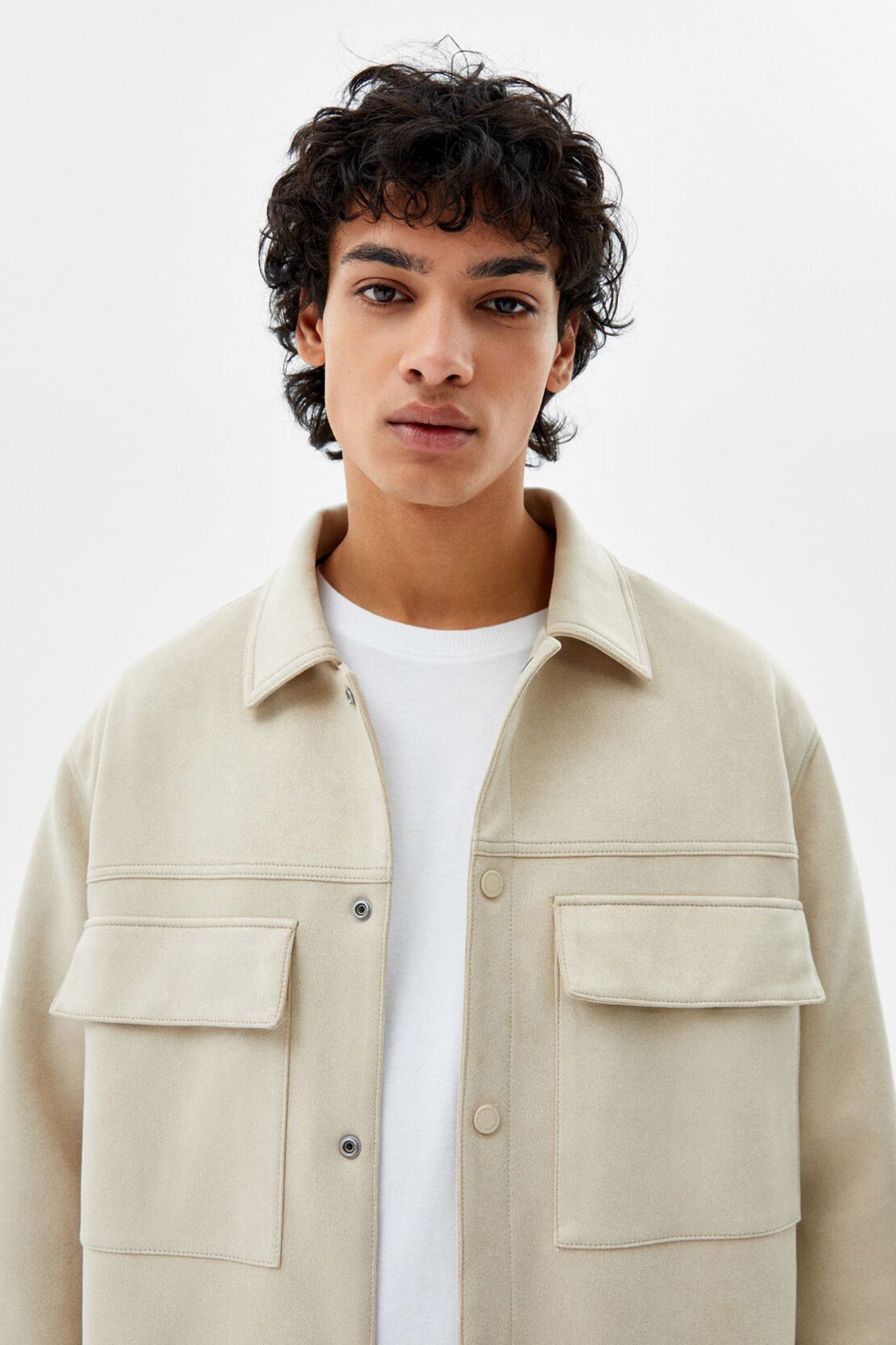 Faux Suede Jacket With Pockets - Afbeelding 3